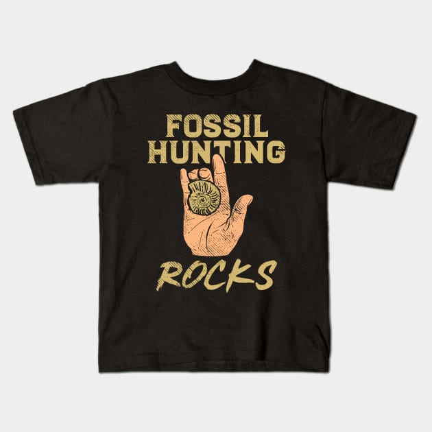 Fossil Hunting Rocks Kids T-Shirt by maxdax